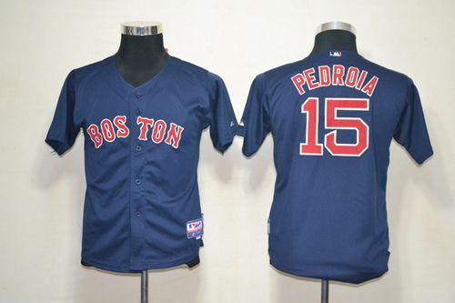 Red Sox #15 Dustin Pedroia Dark Blue Cool Base Stitched Youth MLB Jersey Red Sox #15 Dustin Pedroia Dark Blue Cool Base Stitched Youth MLB Jersey