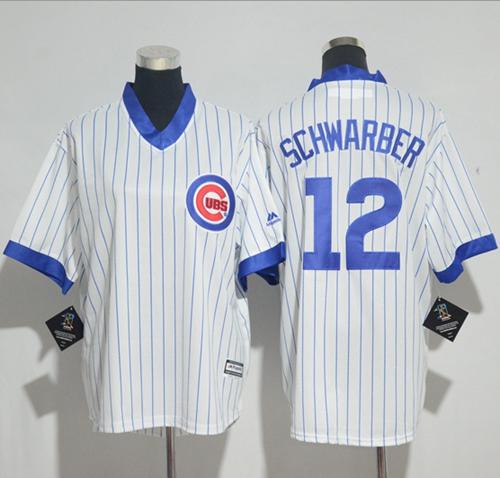 Cubs #12 Kyle Schwarber White(Blue Strip) Cooperstown Stitched Youth MLB Jersey Cubs #12 Kyle Schwarber White(Blue Strip) Cooperstown Stitched Youth MLB Jersey