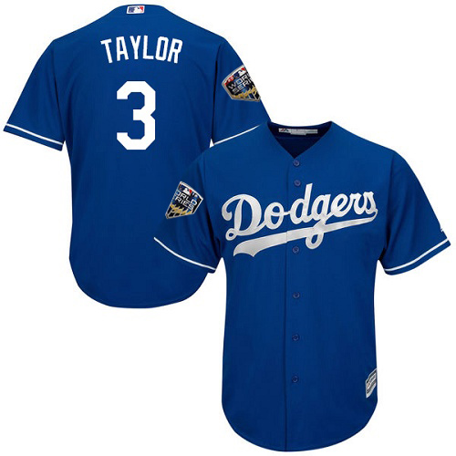 Dodgers #3 Chris Taylor Blue Cool Base 2018 World Series Stitched Youth MLB Jersey Dodgers #3 Chris Taylor Blue Cool Base 2018 World Series Stitched Youth MLB Jersey