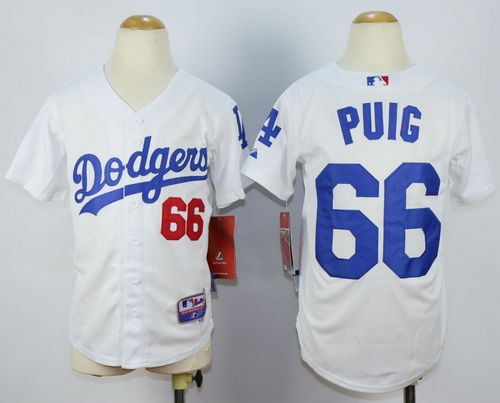 Dodgers #66 Yasiel Puig White Cool Base Stitched Youth MLB Jersey Dodgers #66 Yasiel Puig White Cool Base Stitched Youth MLB Jersey