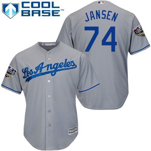 Dodgers #74 Kenley Jansen Grey Cool Base 2018 World Series Stitched Youth MLB Jersey Dodgers #74 Kenley Jansen Grey Cool Base 2018 World Series Stitched Youth MLB Jersey