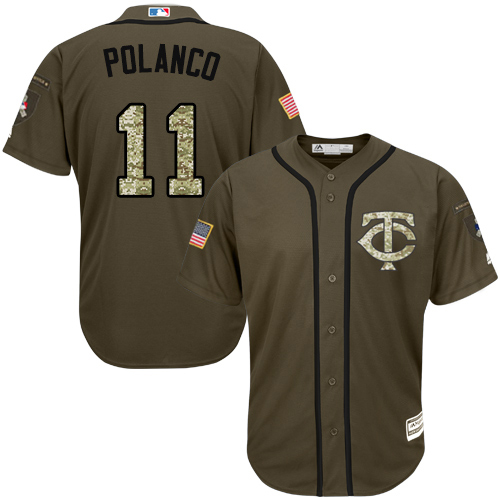 Twins #11 Jorge Polanco Green Salute to Service Stitched Youth MLB Jersey Twins #11 Jorge Polanco Green Salute to Service Stitched Youth MLB Jersey