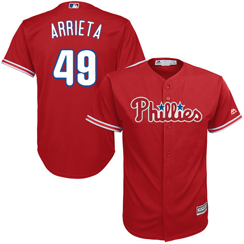 Phillies #49 Jake Arrieta Red Cool Base Stitched Youth MLB Jersey Phillies #49 Jake Arrieta Red Cool Base Stitched Youth MLB Jersey