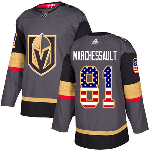 Adidas Golden Knights #81 Jonathan Marchessault Grey Home Authentic USA Flag Stitched Youth NHL Jersey Adidas Golden Knights #81 Jonathan Marchessault Grey Home Authentic USA Flag Stitched Youth NHL Jersey