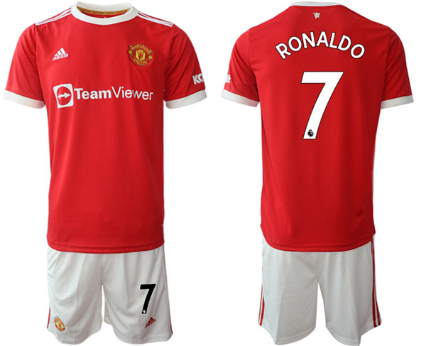 Youth Manchester United #7 Cristiano Ronaldo Red Home Soccer Jersey Suit Youth Manchester United #7 Cristiano Ronaldo Red Home Soccer Jersey Suit