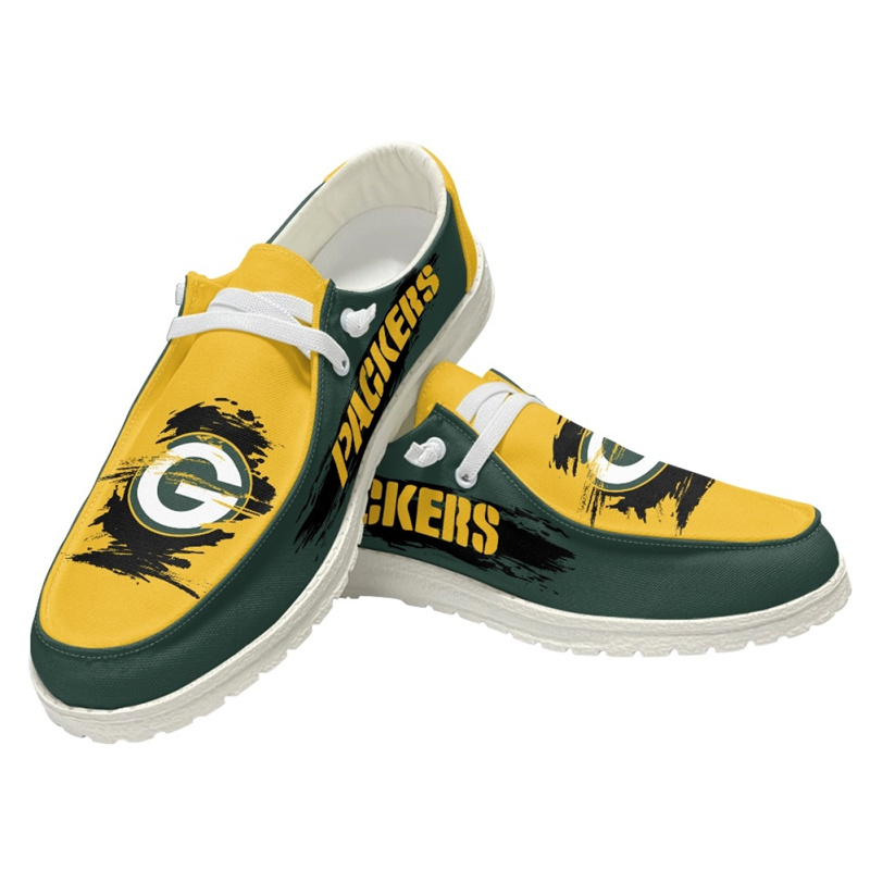 Women's Green Bay Packers Loafers Lace Up Shoes 001 (Pls check description for details)