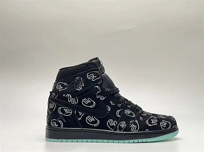 Women's Running Weapon Air Jordan 1 Black Shoes 0448 Women's Running Weapon Air Jordan 1 Black Shoes 0448