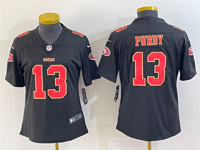 Women's San Francisco 49ers #13 Brock Purdy Black Stitched Jersey(Run Small) Women's San Francisco 49ers #13 Brock Purdy Black Stitched Jersey(Run Small)