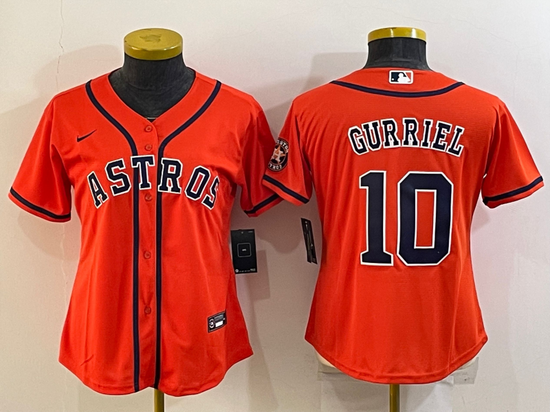 Women's Houston Astros #10 Yuli Gurriel Orange With Patch Cool Base Stitched Baseball Jersey(Run Small) Women's Houston Astros #10 Yuli Gurriel Orange With Patch Cool Base Stitched Baseball Jersey(Run Small)