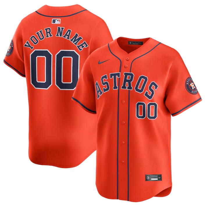 Men's Houston Astros Customized Orange 2024 Alternate Limited Stitched Baseball Jersey Men's Houston Astros Customized Orange 2024 Alternate Limited Stitched Baseball Jersey