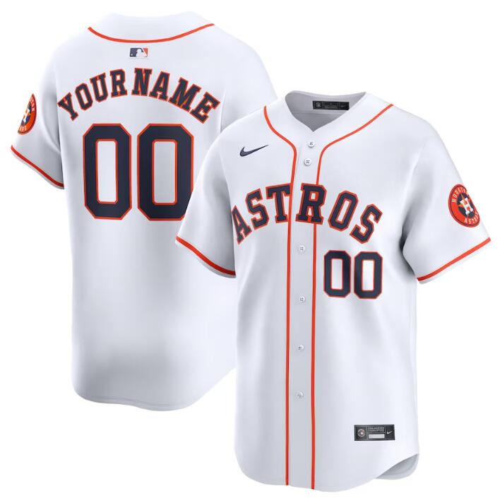 Men's Houston Astros Customized White 2024 Home Limited Stitched Baseball Jersey Men's Houston Astros Customized White 2024 Home Limited Stitched Baseball Jersey