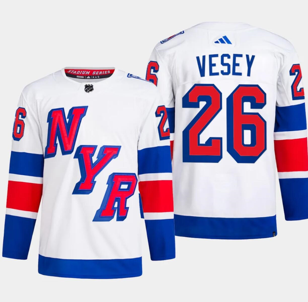 Men's New York Rangers #26 Jimmy Vesey White 2024 Stadium Series Stitched Jersey Men's New York Rangers #26 Jimmy Vesey White 2024 Stadium Series Stitched Jersey