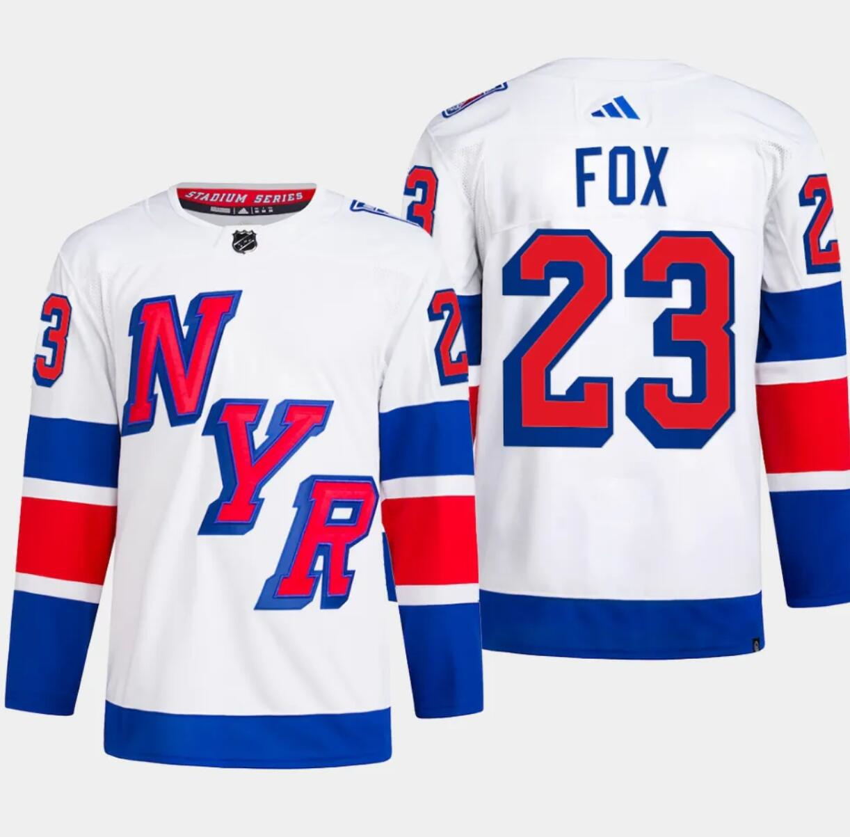 Men's New York Rangers #23 Adam Fox White 2024 Stadium Series Stitched Jersey Men's New York Rangers #23 Adam Fox White 2024 Stadium Series Stitched Jersey
