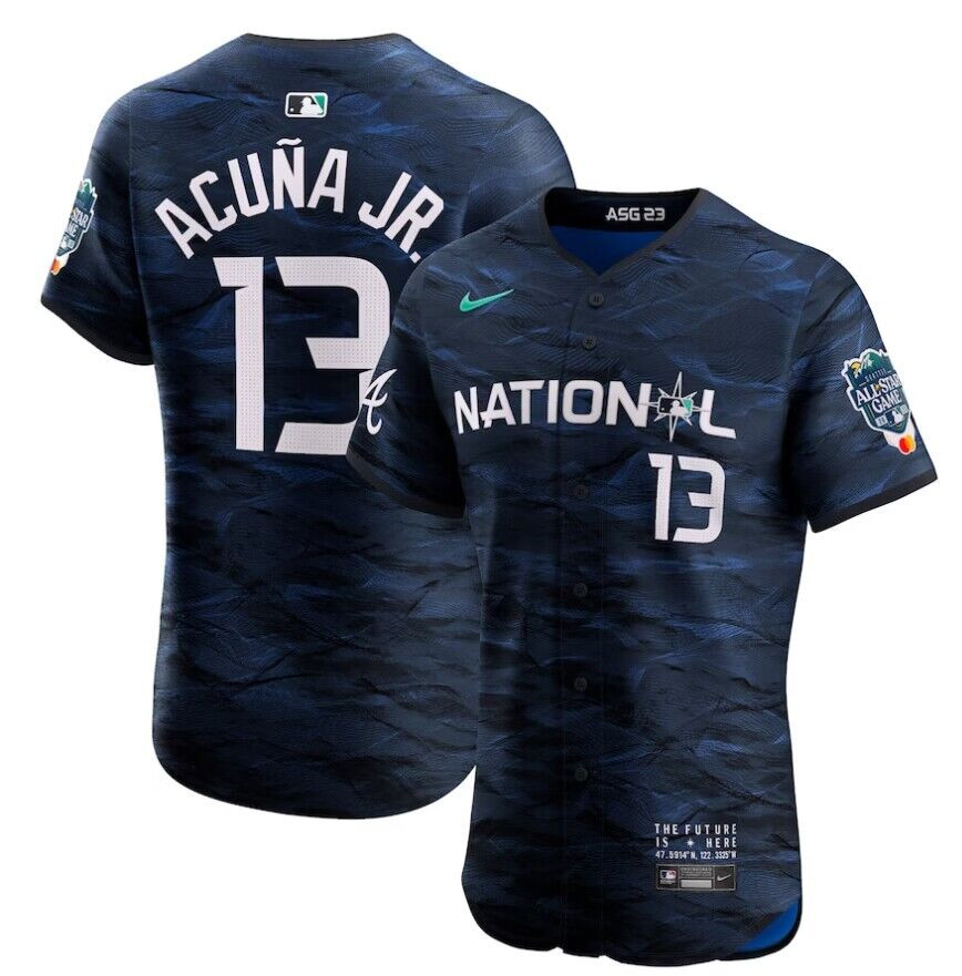 Men's Atlanta Braves #13 Ronald Acuña Jr. Royal 2023 All-star Flex Base Stitched Jersey Men's Atlanta Braves #13 Ronald Acuña Jr. Royal 2023 All-star Flex Base Stitched Jersey