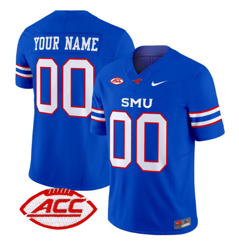 Men's SMU Mustangs Icy College Custom Blue 2025 Vapor Limited Jersey