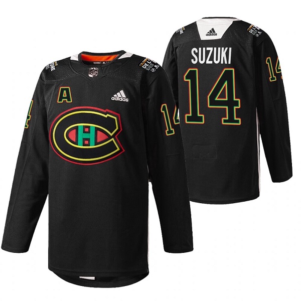Men's Montreal Canadiens #14 Nick Suzuki 2022 Black Warm Up History Night Stitched Jersey Men's Montreal Canadiens #14 Nick Suzuki 2022 Black Warm Up History Night Stitched Jersey