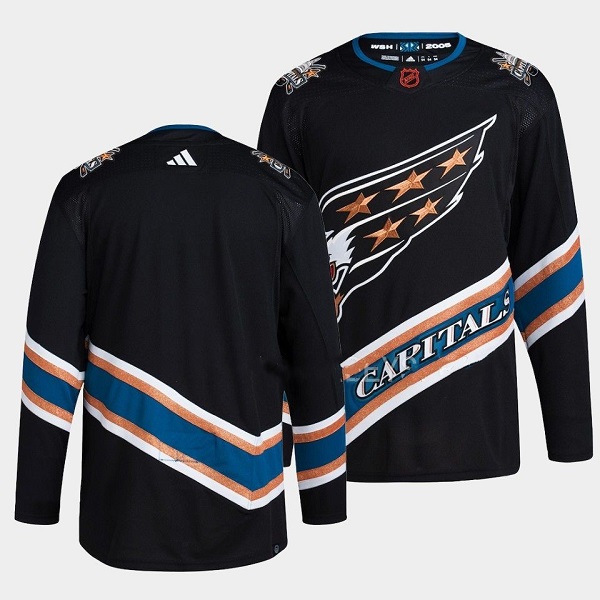 Men's Washington Capitals Blank Black 2022-23 Reverse Retro Stitched Jersey Men's Washington Capitals Blank Black 2022-23 Reverse Retro Stitched Jersey
