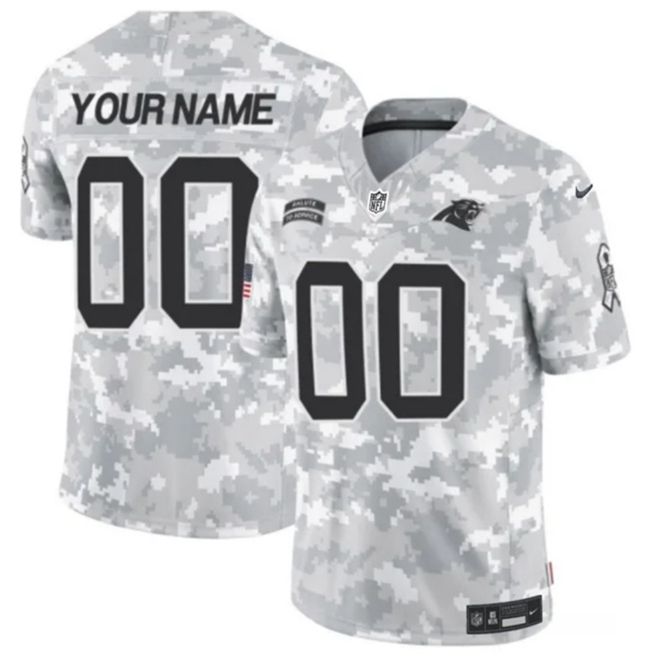 Youth Carolina Panthers Active Player Custom 2024 F.U.S.E Arctic Camo Salute to Service Limited Stitched Football Jersey