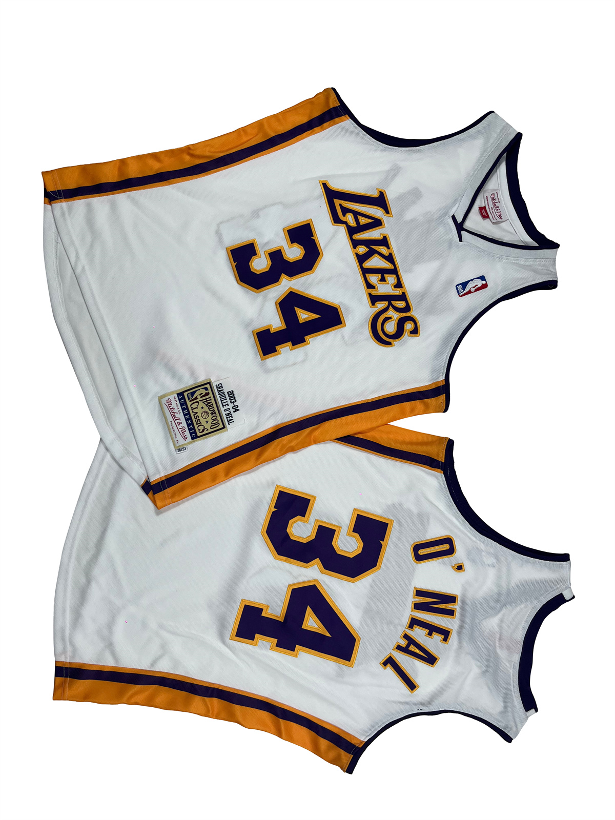 Men's Los Angeles Lakers #34 Shaquille O'Neal White 2003-04 Throwback basketball Jersey Men's Los Angeles Lakers #34 Shaquille O'Neal White 2003-04 Throwback basketball Jersey