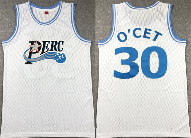 Men's Perc #30 O'Cet Movie White Stitched Basketball jersey Men's Perc #30 O'Cet Movie White Stitched Basketball jersey