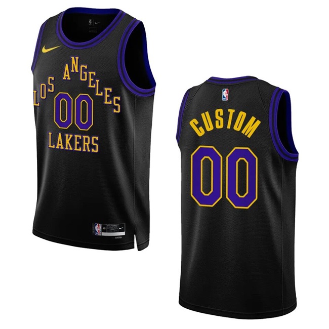 Men's Los Angeles Lakers Customized 2023/24 Black City Edition Swingman Stitched Basketball Jersey Men's Los Angeles Lakers Customized 2023/24 Black City Edition Swingman Stitched Basketball Jersey
