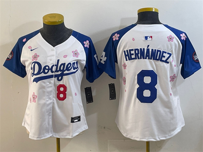 Youth Los Angeles Dodgers #8 Enrique Hernández White/Royal 2025 Tokyo Series Limited Stitched Baseball Jersey Youth Los Angeles Dodgers #8 Enrique Hernández White/Royal 2025 Tokyo Series Limited Stitched Baseball Jersey