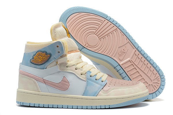 Women's Running Weapon Air Jordan 1 Cream/Pink Shoes 0165