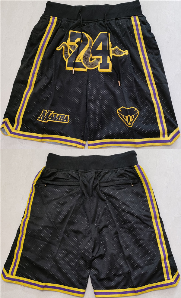 Men's Los Angeles Lakers #24 Kobe Bryant Black Shorts (Run Small) Men's Los Angeles Lakers #24 Kobe Bryant Black Shorts (Run Small)