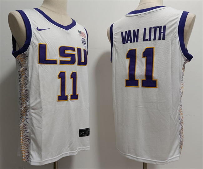 Men's LSU Tigers #11 Hailey Van Lith White Stitched Jersey Men's LSU Tigers #11 Hailey Van Lith White Stitched Jersey