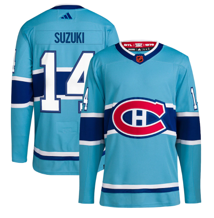 Men's Montreal Canadiens #14 Nick Suzuki 2022-23 Reverse Retro Stitched Jersey Men's Montreal Canadiens #14 Nick Suzuki 2022-23 Reverse Retro Stitched Jersey