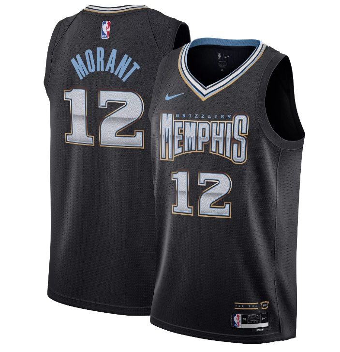 Men's Memphis Grizzlies #12 Ja Morant Black 2022/23 City Edition Stitched Basketball Jersey Men's Memphis Grizzlies #12 Ja Morant Black 2022/23 City Edition Stitched Basketball Jersey