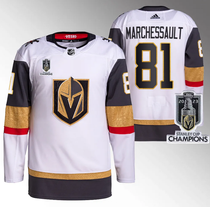 Men's Vegas Golden Knights #81 Jonathan Marchessault White 2023 Stanley Cup Champions Stitched Jersey Men's Vegas Golden Knights #81 Jonathan Marchessault White 2023 Stanley Cup Champions Stitched Jersey