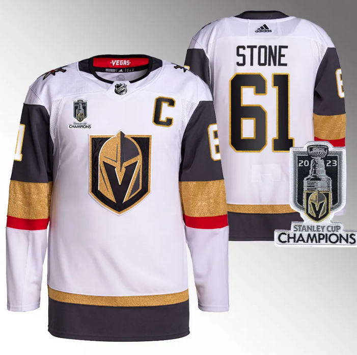 Men's Vegas Golden Knights #61 Mark Stone White 2023 Stanley Cup Champions Stitched Jersey Men's Vegas Golden Knights #61 Mark Stone White 2023 Stanley Cup Champions Stitched Jersey