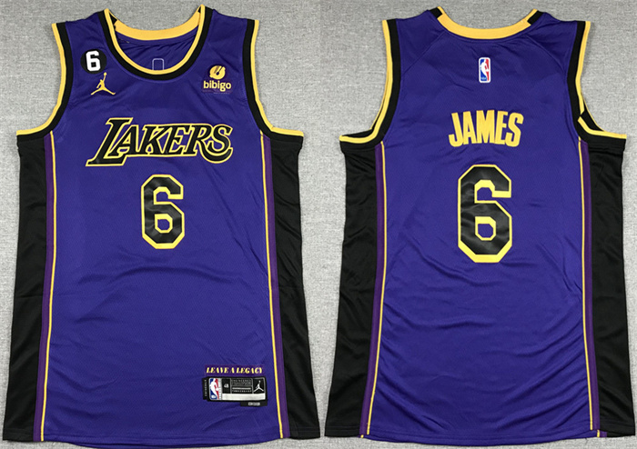 Men's Los Angeles Lakers #6 LeBron James 2022/23 Purple Classic Edition No.6 Patch Stitched Basketball Jersey Men's Los Angeles Lakers #6 LeBron James 2022/23 Purple Classic Edition No.6 Patch Stitched Basketball Jersey
