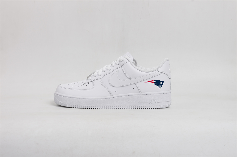 Men's New England Patriots Air Force 1 Low White Shoes 001 Men's New England Patriots Air Force 1 Low White Shoes 001