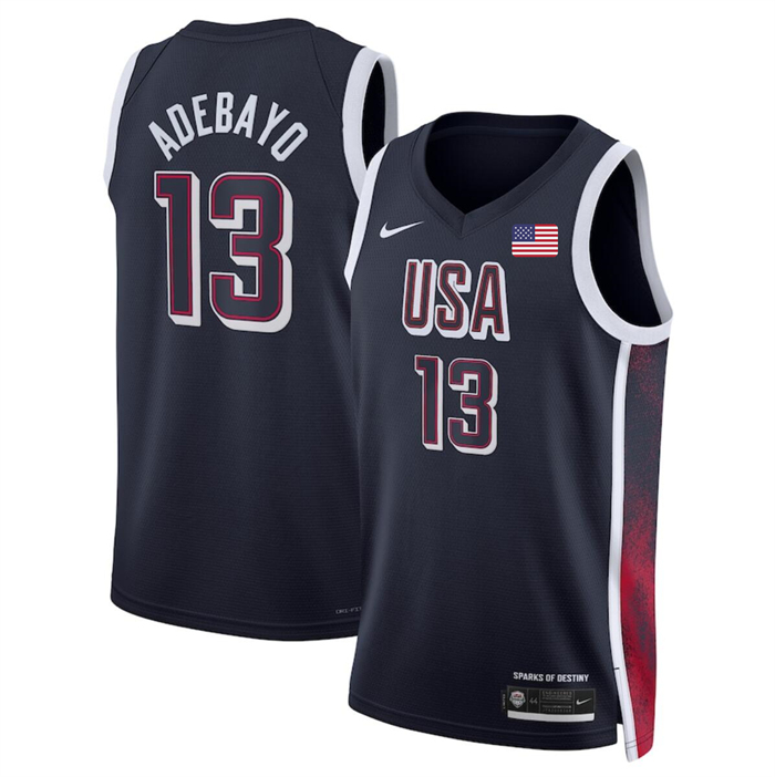 Men's USA Basketball #13 Bam Adebayo Navy 2024 Swingman Stitched Jersey Men's USA Basketball #13 Bam Adebayo Navy 2024 Swingman Stitched Jersey