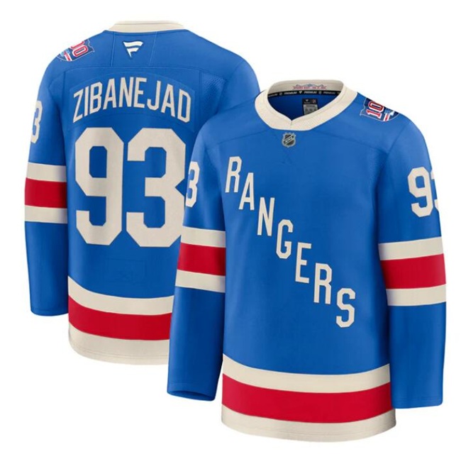 Men's New York Rangers #93 Mika Zibanejad Blue Centennial Stitched Hockey Jersey Men's New York Rangers #93 Mika Zibanejad Blue Centennial Stitched Hockey Jersey
