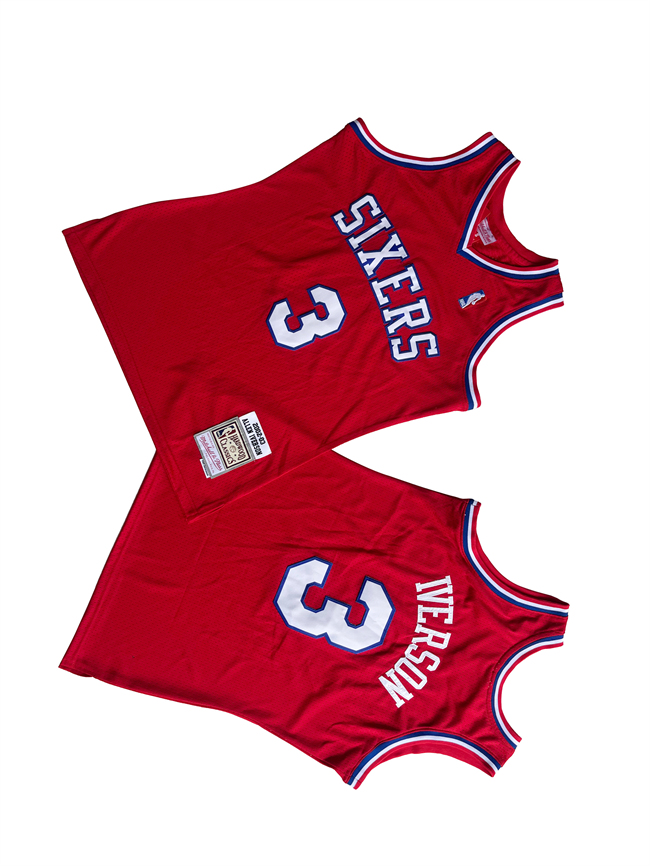 Men's Philadelphia 76ers #3 Allen Iverson Red 2002-03 Throwback Stitched basketball Jersey