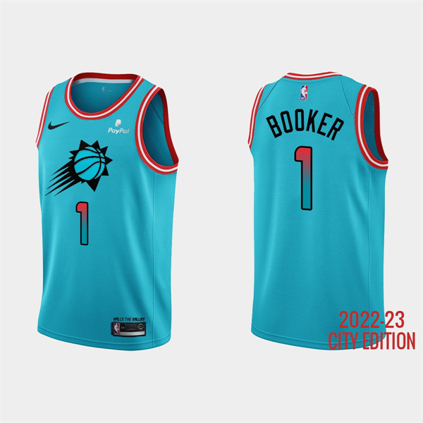 Men's Phoenix Suns #1 Devin Booker 2022-23 Blue City Edition Stitched Basketball Jersey Men's Phoenix Suns #1 Devin Booker 2022-23 Blue City Edition Stitched Basketball Jersey