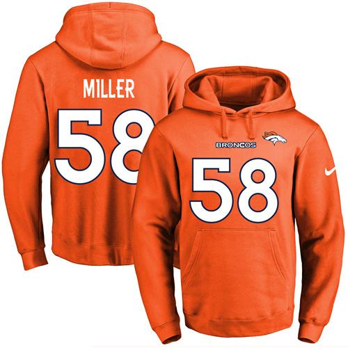 Nike Broncos #58 Von Miller Orange Name & Number Pullover NFL Hoodie Nike Broncos #58 Von Miller Orange Name & Number Pullover NFL Hoodie