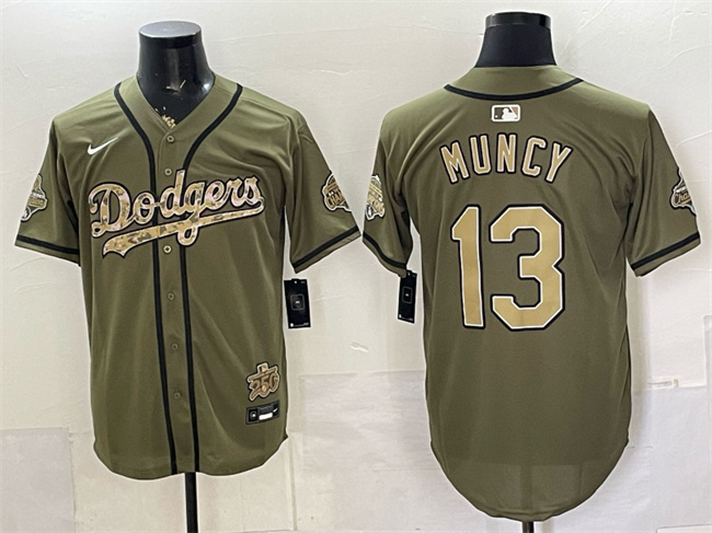 Men's Los Angeles Dodgers #13 Max Muncy Olive 2026 Armed Forces Day Stitched Baseball Jersey Men's Los Angeles Dodgers #13 Max Muncy Olive 2026 Armed Forces Day Stitched Baseball Jersey