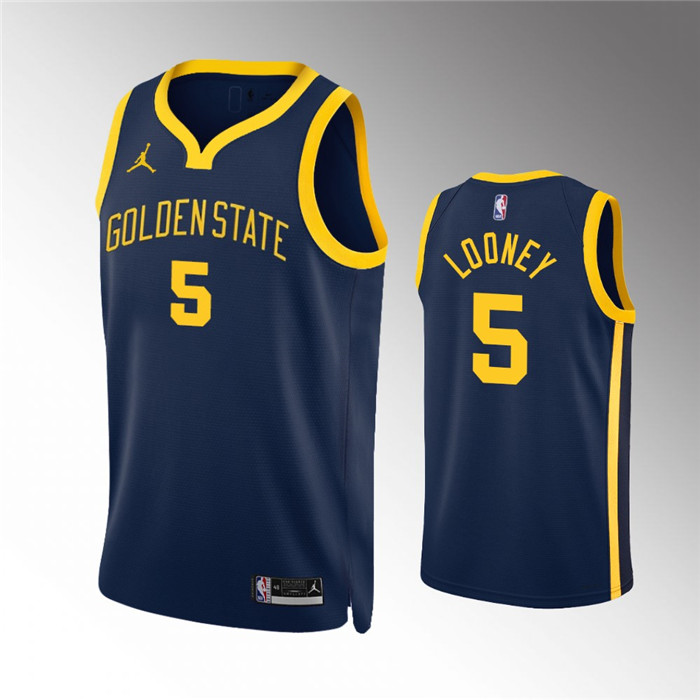 Men's Golden State Warriors #5 Kevon Looney Navy Statement EditionStitched Jersey Men's Golden State Warriors #5 Kevon Looney Navy Statement EditionStitched Jersey