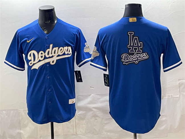 Men's Los Angeles Dodgers Team Big Logo Royal 2026 Alternate Gold Collection Stadium Stitched Baseball Jersey Men's Los Angeles Dodgers Team Big Logo Royal 2026 Alternate Gold Collection Stadium Stitched Baseball Jersey