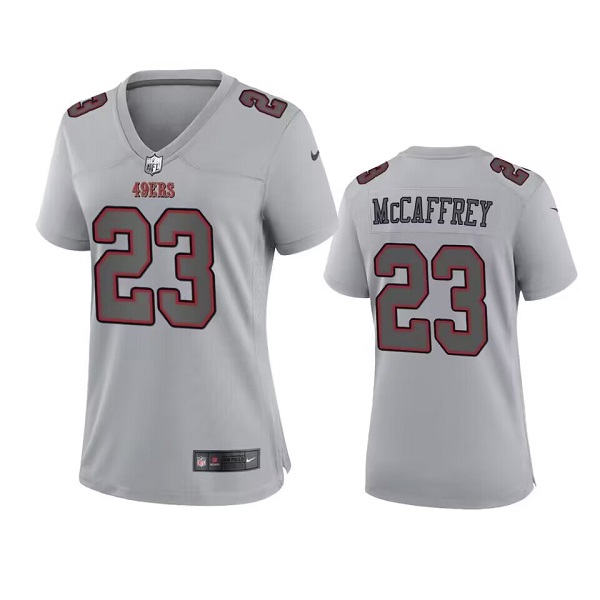 Women's San Francisco 49ers #23 Christian McCaffrey Grey Atmosphere Fashion Stitched Game Jersey(Run Small) Women's San Francisco 49ers #23 Christian McCaffrey Grey Atmosphere Fashion Stitched Game Jersey(Run Small)