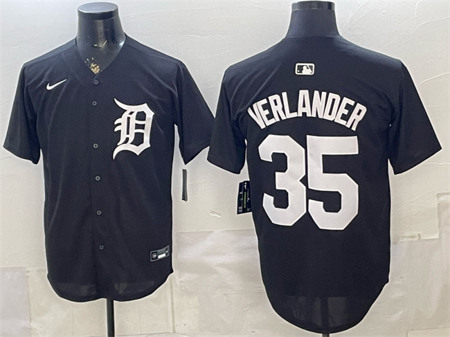 Men's Detroit Tigers #35 Justin Verlander Black Limited Stitched Baseball Jersey Men's Detroit Tigers #35 Justin Verlander Black Limited Stitched Baseball Jersey
